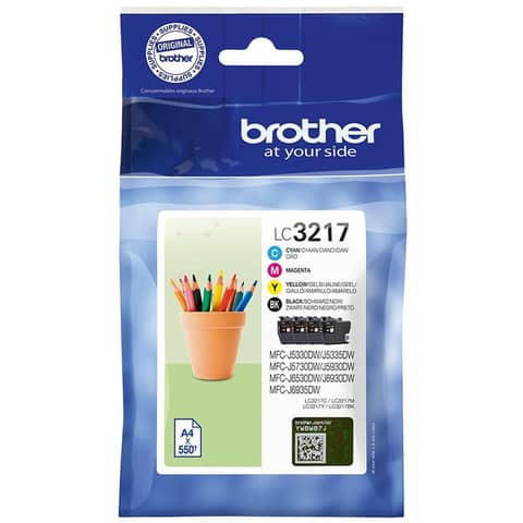 Original Brother Tintenpatrone MultiPack Bk,C,M,Y (LC-3217VALDR)