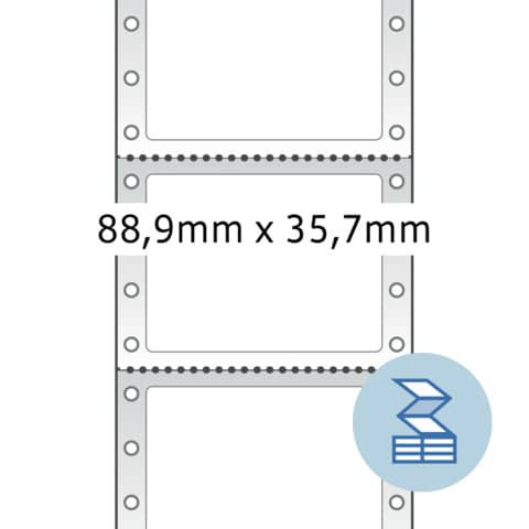 8211 Computeretiketten - weiß, 88,9x35,7 mm, matt, 4000 Stück