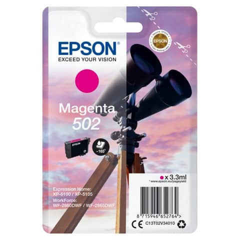 Original Epson Tintenpatrone magenta (C13T02V34010,T02V340,502,T02V3,T02V34010)