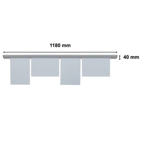 Papierklemmschiene, 118 x 4 cm, grau