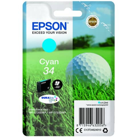 Original Epson Tintenpatrone cyan (C13T34624010,T346240,34,T3462,T34624010)