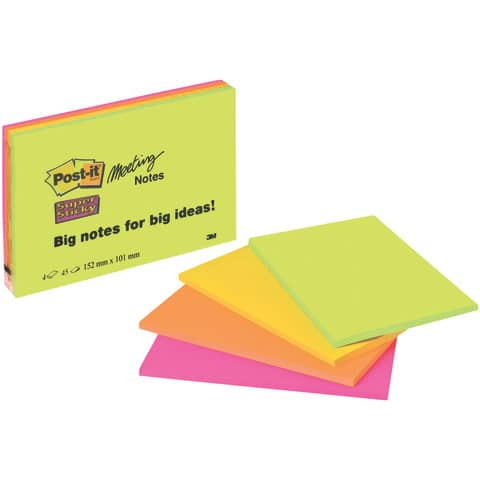 Meeting Notes Neon - 152 x 101 mm, 4 x 45 Blatt