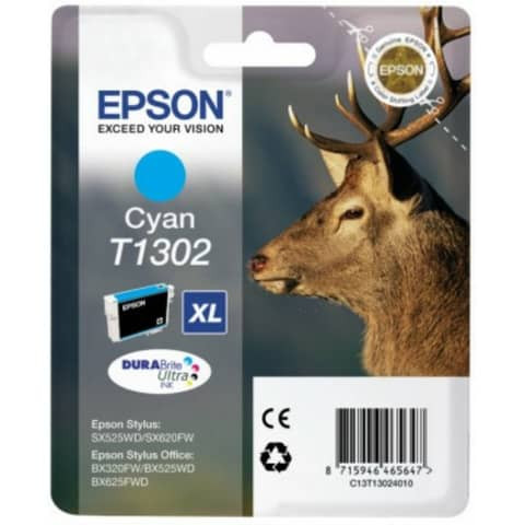 Original Epson Tintenpatrone cyan XL (C13T13024012,T1302,T13024012)