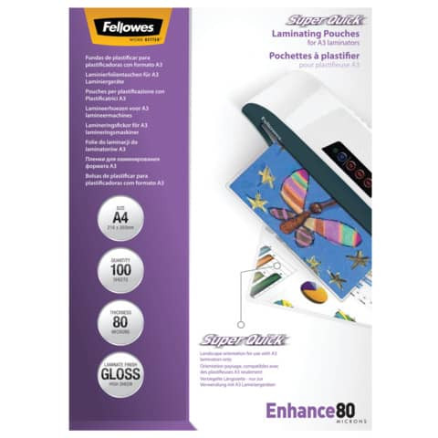 Laminierfolie Enhance SuperQuick - A4, glänzende, 80 Mikron, 100 Blatt