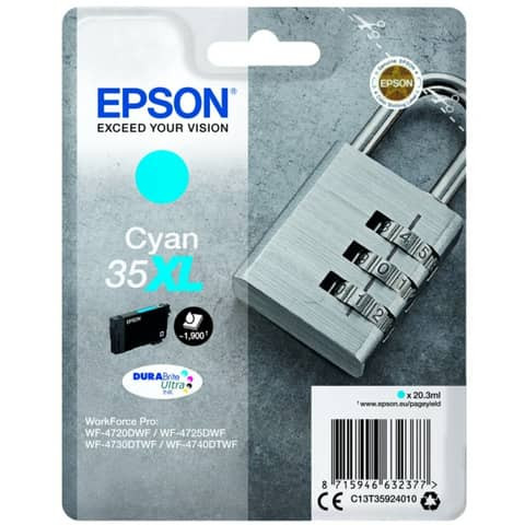 Original Epson Tintenpatrone cyan High-Capacity (C13T35924010,T359240,35XL,T3592,T35924010)