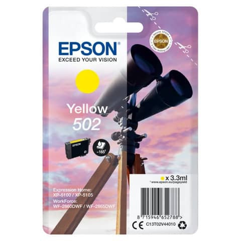 Original Epson Tintenpatrone gelb (C13T02V44010,T02V440,502,T02V4,T02V44010)