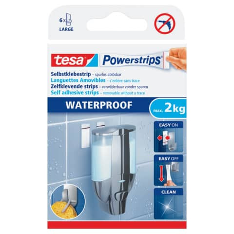 Powerstrips® Waterproof - ablösbar, Tragfähigkeit 2 kg, weiß