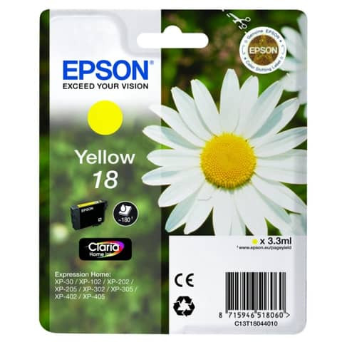 Original Epson Tintenpatrone gelb (C13T18044012,18,T1804,T18044012)