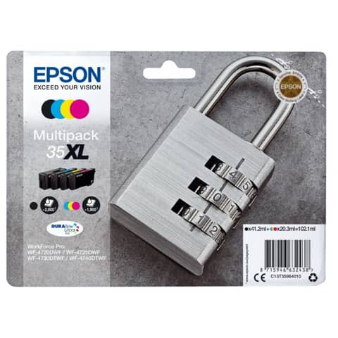 Original Epson Tintenpatrone MultiPack Bk,C,M,Y High-Capacity (C13T35964010,T359640,35XL,T3596,T3596