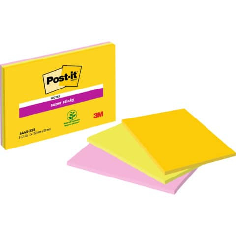 Haftnotizblock Super Sticky Meeting Notes - 152 x 101 mm, neonfarben, 3x45 Blatt