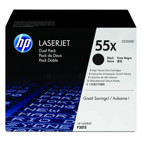 Original HP Tonerkartusche schwarz High-Capacity Doppelpack (CE255XD,55X,55XBK,55XBLACK,NO55X,NO55XB