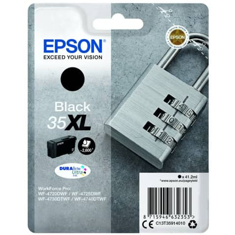 Original Epson Tintenpatrone schwarz High-Capacity (C13T35914010,T359140,35XL,T3591,T35914010)