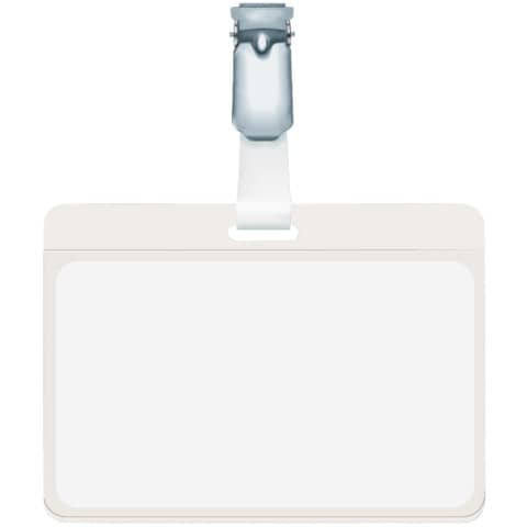 Namensschild mit drehbarem Clip, transparent, 90 x 60 mm, 25 Stück