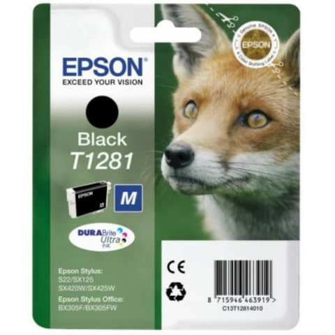 Original Epson Tintenpatrone schwarz (C13T12814012,T1281,T12814012)