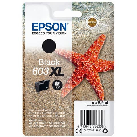 Original Epson Tintenpatrone schwarz High-Capacity (C13T03A14010,T03A140,603XL,T03A1,T03A14010)