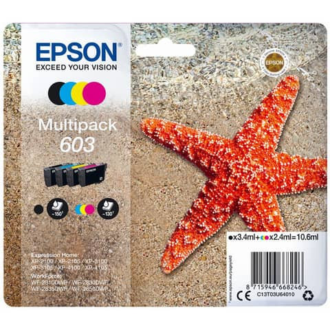 Original Epson Tintenpatrone MultiPack Bk,C,M,Y (C13T03U64010,T03U640,603,T03U6,T03U64010)