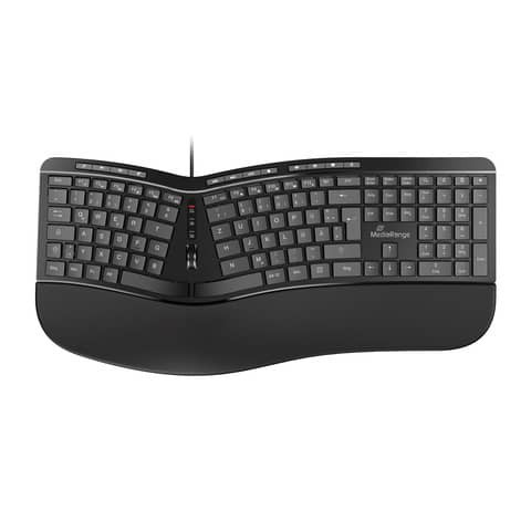 Tastatur MROS120 - ergo Multimedia-Tastatur, 124 Tasten un Scroll-Rod, kabelgebunden