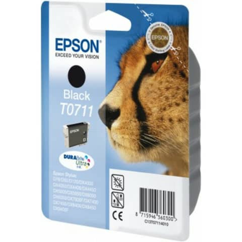 Original Epson Tintenpatrone schwarz (C13T07114012,T0711,T07114012)