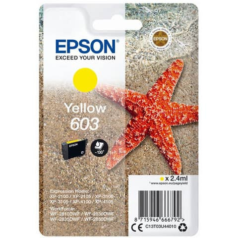 Original Epson Tintenpatrone gelb (C13T03U44010,T03U440,603,T03U4,T03U44010)