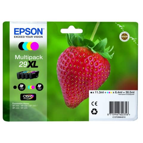 Original Epson Tintenpatrone MultiPack Bk,C,M,Y High-Capacity (C13T29964012,29XL,T2996,T29964012)