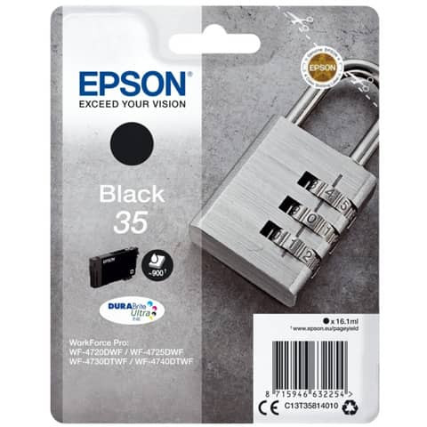 Original Epson Tintenpatrone schwarz (C13T35814010,T358140,35,T3581,T35814010)