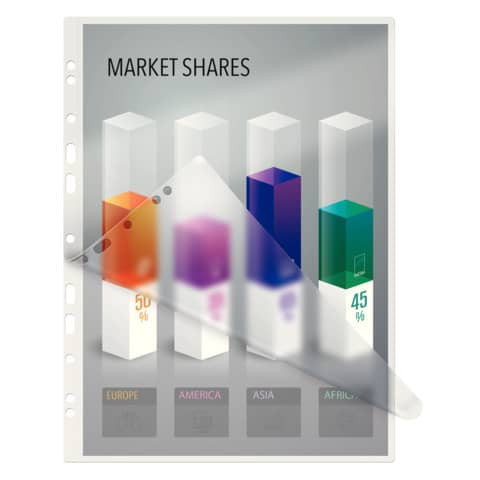 33878 Folientasche 125 Micron für A4 mit Lochung 100 Stück