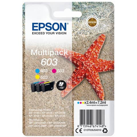 Original Epson Tintenpatrone MultiPack C,M,Y (C13T03U54010,T03U540,603,T03U5,T03U54010)