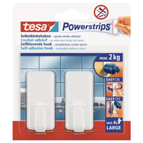 Powerstrips® Systemhaken - ablösbar, classic, Tragfähigkeit 2 kg, weiß