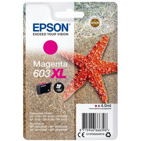 Original Epson Tintenpatrone magenta High-Capacity (C13T03A34010,T03A340,603XL,T03A3,T03A34010)