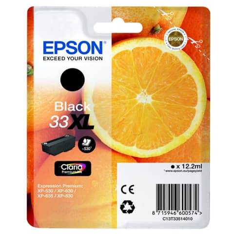 Original Epson Tintenpatrone schwarz High-Capacity (C13T33514012,33XL,T3351,T33514012)