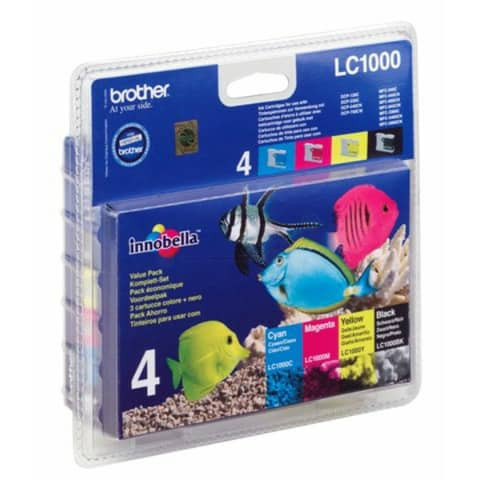 Original Brother Tintenpatrone MultiPack Bk,C,M,Y (LC-1000VAL,LC-1000VALBPDR)