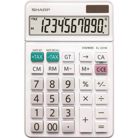 Tischrechner EL-331WB - Solar-/Batteriebetrieb, 10stellig, weiß
