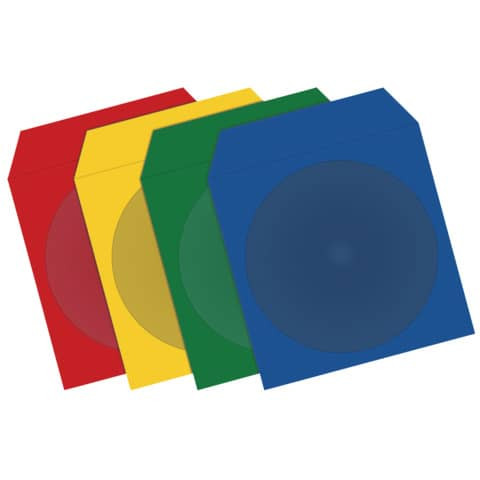 CD/DVD Papierhüllen - farbig sortiert, 100 Stück