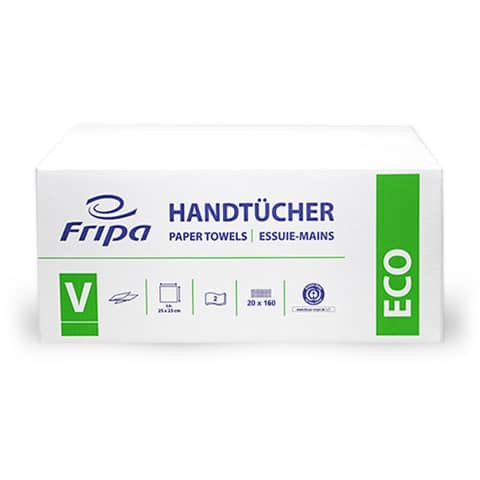 Falthandtuch ECO V-Falz, 2-lagig, weiß, 20 x 160 Blatt