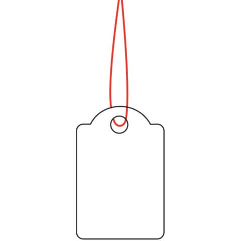 6902 Hängeetiketten - 15x24 mm, mit rotem Faden, 1000 Stück