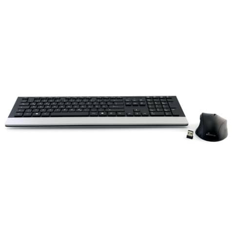 Funk-Tastatur- und Maus-Set HIGHLINE, QWERTZ, schwarz/silber