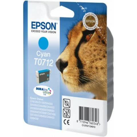 Original Epson Tintenpatrone cyan (C13T07124012,T0712,T07124012)